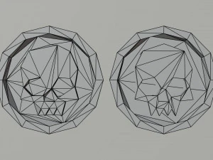 만화 해골 동전 다각형 스타일 3D 모델