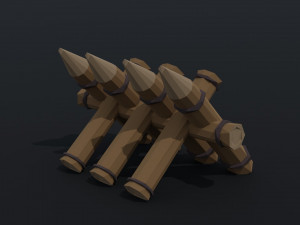 Cartoon wood defense barricades Polygonal Style 3D 模型