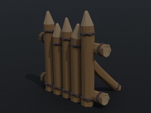 Cartoon wood defense barricades Polygonal Style 3D 模型