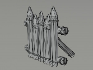 Cartoon wood defense barricades Polygonal Style 3D 模型