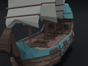 Cartoon fantasy asion ships Polygonal Style Modelo 3D