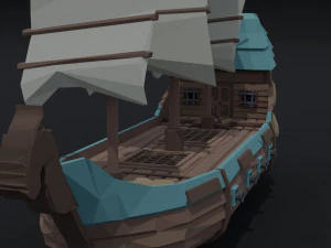 Cartoon fantasy asion ships Polygonal Style 3D Model