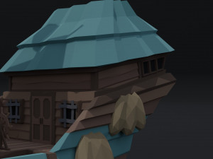 Cartoon fantasy asion ships Polygonal Style Modelo 3D