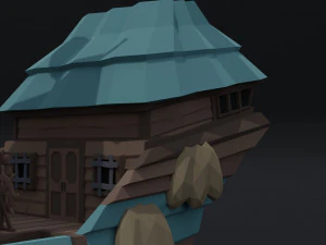 Cartoon fantasy asion ships Polygonal Style 3D Model