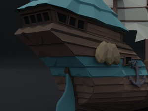 Cartoon fantasy asion ships Polygonal Style Modelo 3D