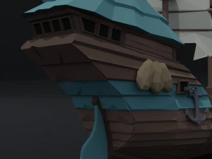 Cartoon fantasy asion ships Polygonal Style 3D Model