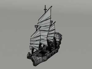 Cartoon fantasy asion ships Polygonal Style Modelo 3D