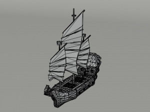 Cartoon fantasy asion ships Polygonal Style Modelo 3D