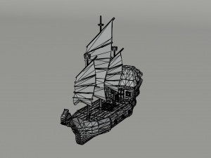 Cartoon fantasy asion ships Polygonal Style Modelo 3D