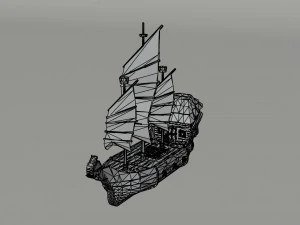 Cartoon fantasy asion ships Polygonal Style 3D Model