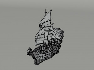 Cartoon fantasy asion ships Polygonal Style Modelo 3D