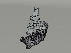 Cartoon fantasy asion ships Polygonal Style 3D Model