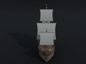 Cartoon medieval ship Polygonal Style Modelo 3D