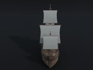 Cartoon medieval ship Polygonal Style 3D Model