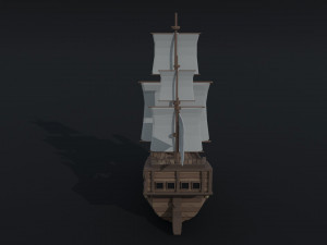Cartoon medieval ship Polygonal Style Modelo 3D