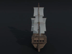 Cartoon medieval ship Polygonal Style 3D Model