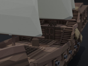 Cartoon medieval ship Polygonal Style Modelo 3D