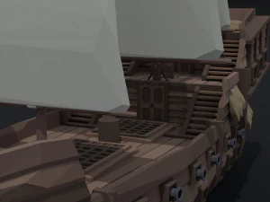 Cartoon medieval ship Polygonal Style 3D Model