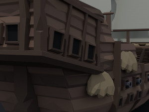 Cartoon medieval ship Polygonal Style Modelo 3D