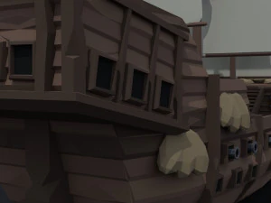 Cartoon medieval ship Polygonal Style 3D Model