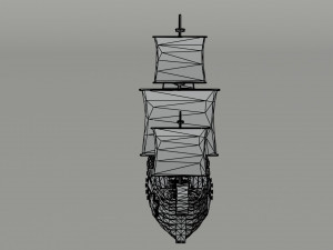 Cartoon medieval ship Polygonal Style Modelo 3D