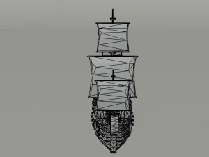 Cartoon medieval ship Polygonal Style 3D Model