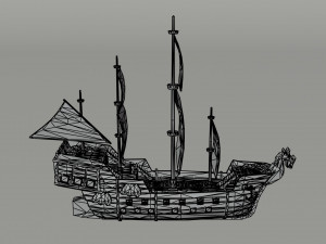 Cartoon medieval ship Polygonal Style Modelo 3D