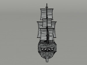 Cartoon medieval ship Polygonal Style Modelo 3D