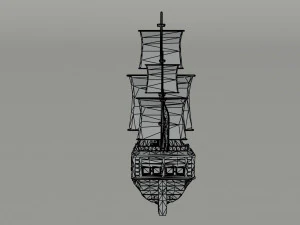 Cartoon medieval ship Polygonal Style 3D Model