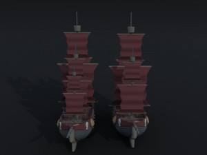 Cartoon pirate ship Polygonal Style 3D Модель