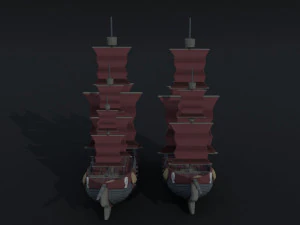 Cartoon pirate ship Polygonal Style 3D Model