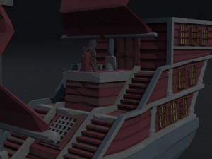 Cartoon pirate ship Polygonal Style 3D Модель