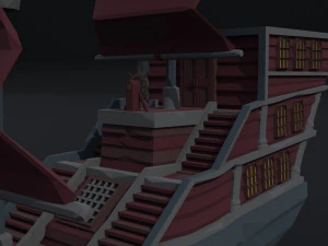 Cartoon pirate ship Polygonal Style 3D Model