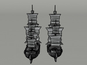 Cartoon pirate ship Polygonal Style 3D Модель