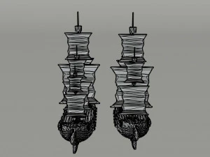 Cartoon pirate ship Polygonal Style 3D Model
