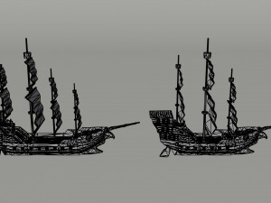 Cartoon pirate ship Polygonal Style 3D Модель