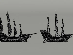 Cartoon pirate ship Polygonal Style 3D Model