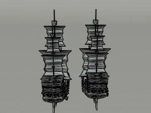 Cartoon pirate ship Polygonal Style 3D Model