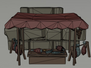 Cartoon butcher market Polygonal 3D Model