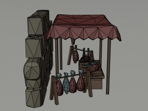 Cartoon butcher market Polygonal 3D Model