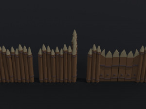 Cartoon wooden fortification Polygonal Style 3D Model