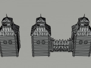 Cartoon wooden fortification Polygonal Style 3D Model