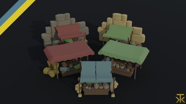 Cartoon eastern market Polygonal Style 3Dモデル .c4d .max .obj .3ds .fbx .stl .blend 