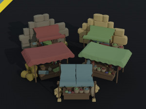 Cartoon eastern market Polygonal Style 3D 모델