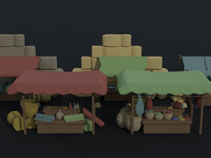 Cartoon eastern market Polygonal Style 3Dモデル