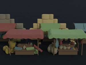 Cartoon eastern market Polygonal Style 3D Model
