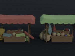 Cartoon eastern market Polygonal Style 3Dモデル