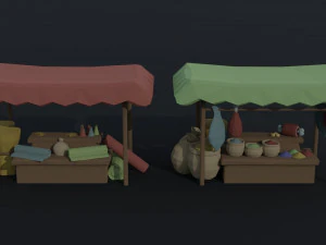 Cartoon eastern market Polygonal Style 3D Model