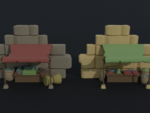 Cartoon eastern market Polygonal Style 3Dモデル