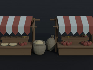 Cartoon market Polygonal Style Model 3D